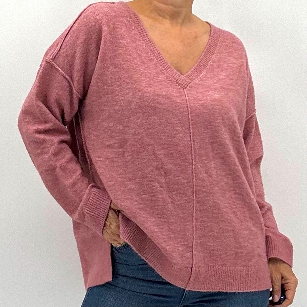 Lucky Brand Boho Oversized Relaxed Fit Pastel Pink Soft Girl Wool Blend Sweater